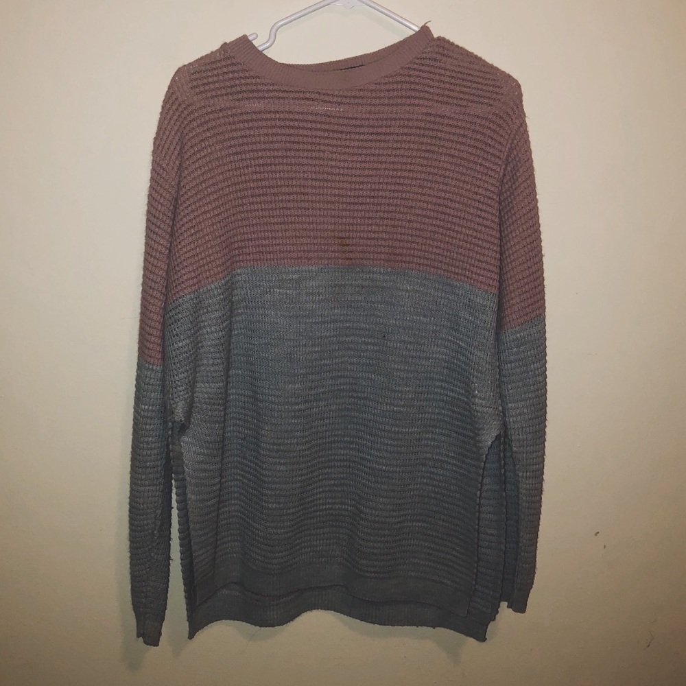 Colorblock Side Slit Chunky Sweater